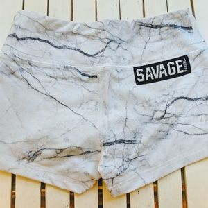 Savage Barbell BOOTY SHORTS WHITE MARBLE - XSmall